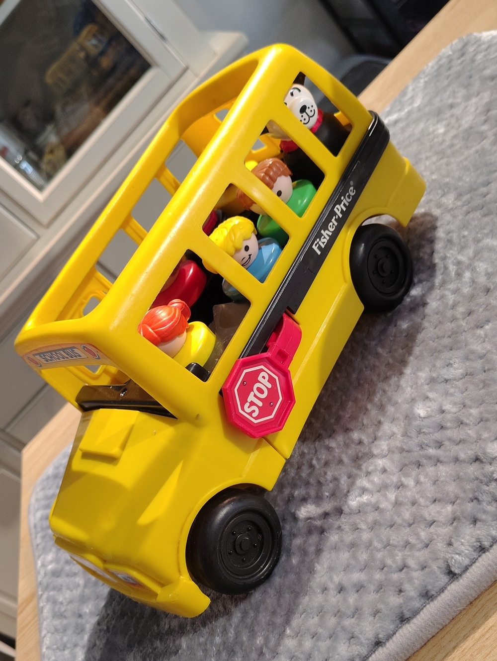 Fisher-Price Yellow School Bus Playset with Red Stop Sign and Multicolor Figures